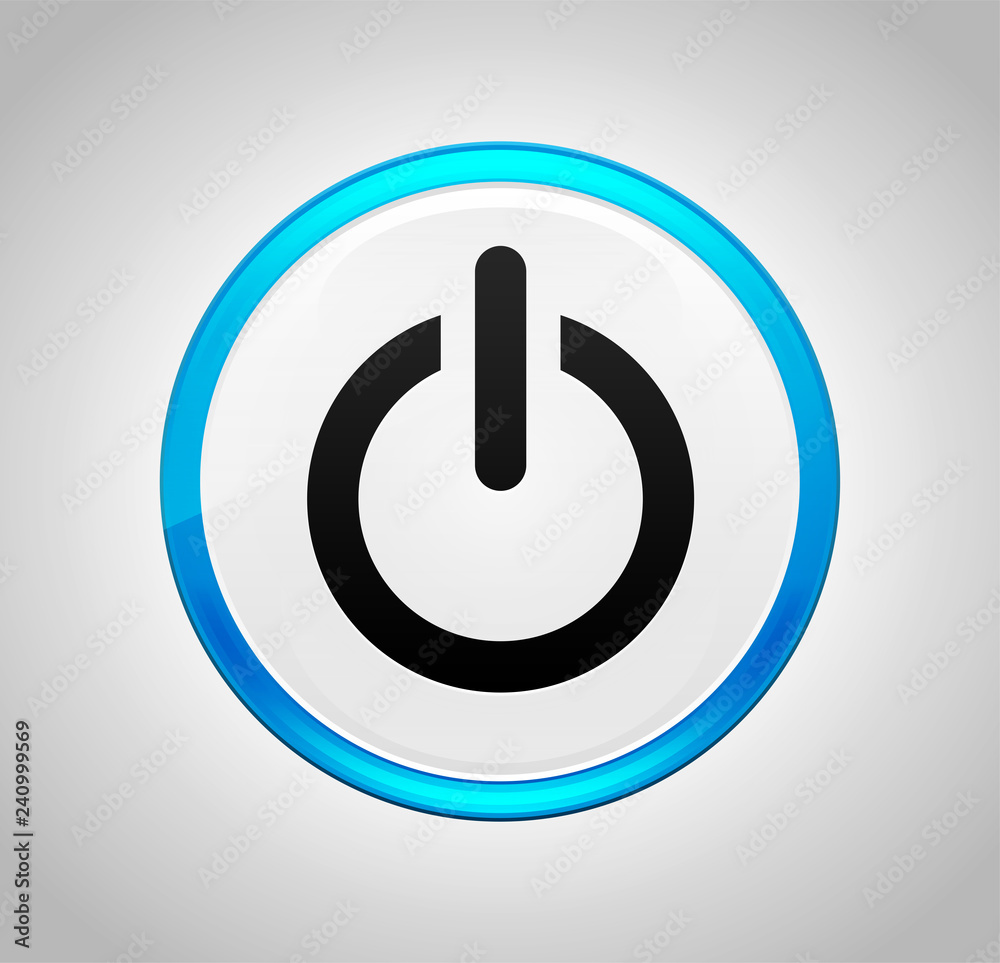 Power icon round blue push button Power icon round blue push button