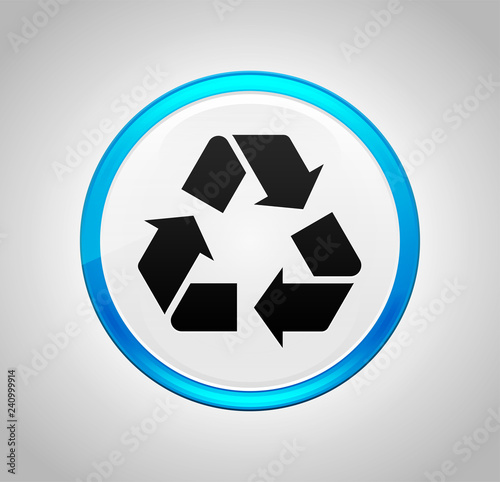 Recycle symbol icon round blue push button