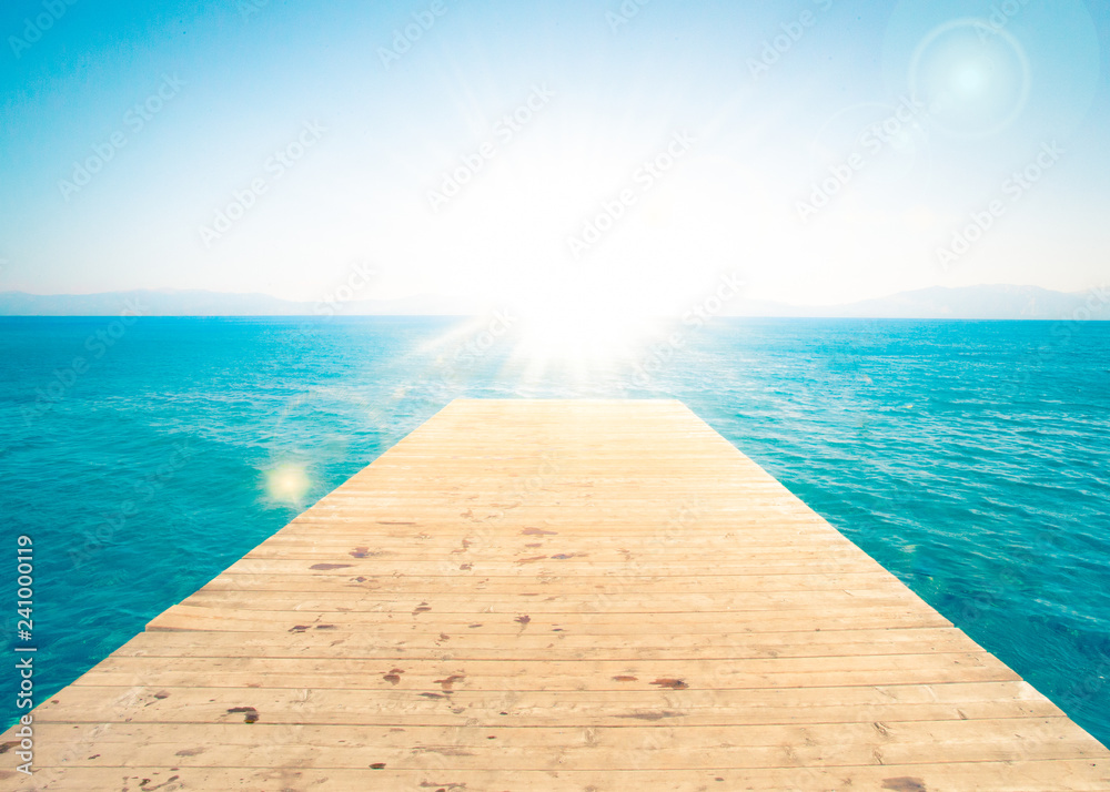 Idyllic water scene with wooden dock and Lake Tahoe Idyllic water scene with wooden dock and Lake Tahoe