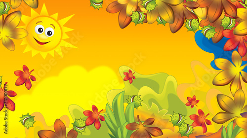 cartoon autumn nature background with space for text - illustration for children © honeyflavour