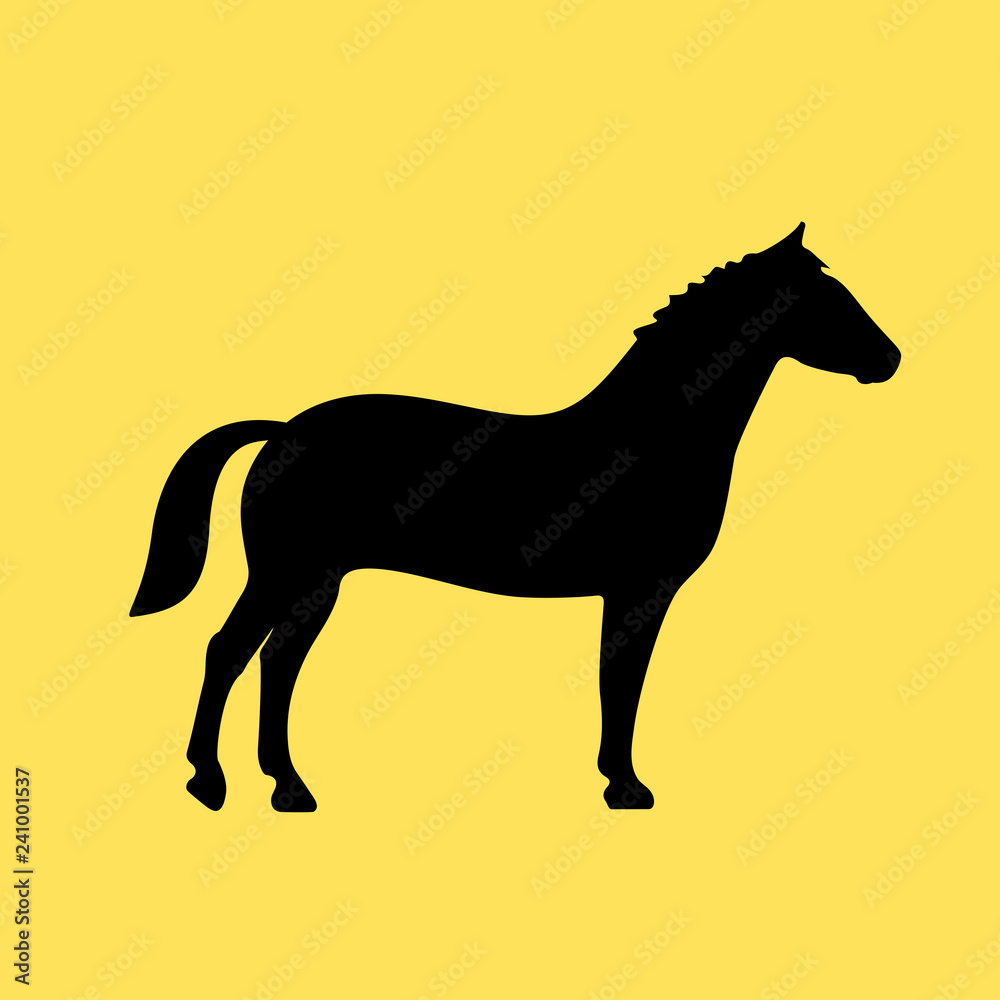 Horse vector icon on yellow background