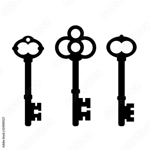 Old ornate key icon set
