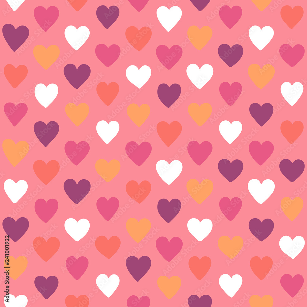 Valentine's Day Living Coral Hearts Vector Seamless Pattern
