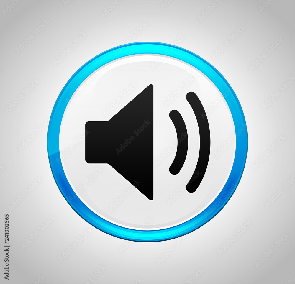 Volume speaker icon round blue push button Volume speaker icon round blue push button
