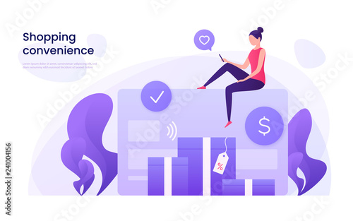 Online shopping, paying with credit card concept. Vector illustr