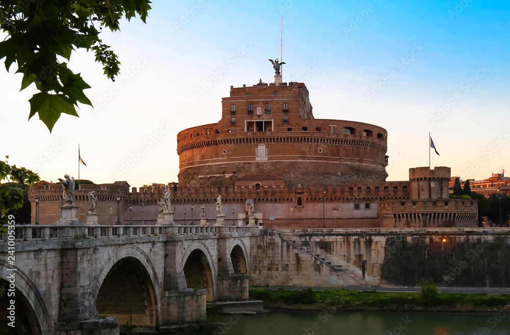 The famous Saint Angelo Bridge , Rome, Italy