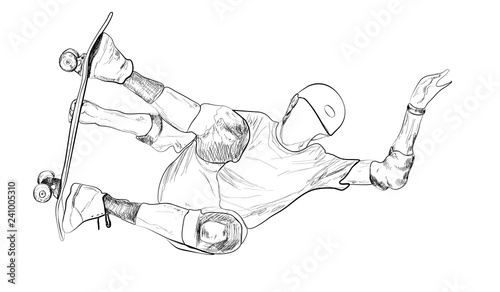 Skateboarder. Vector sketch.