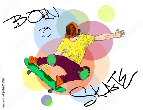 Vector poster with acrobatic skate jump.