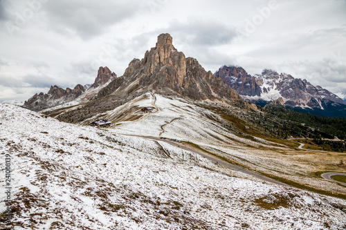 Snowy Passo di Giau in the Dolomites of Northern Italy, Europe © Tom Nevesely