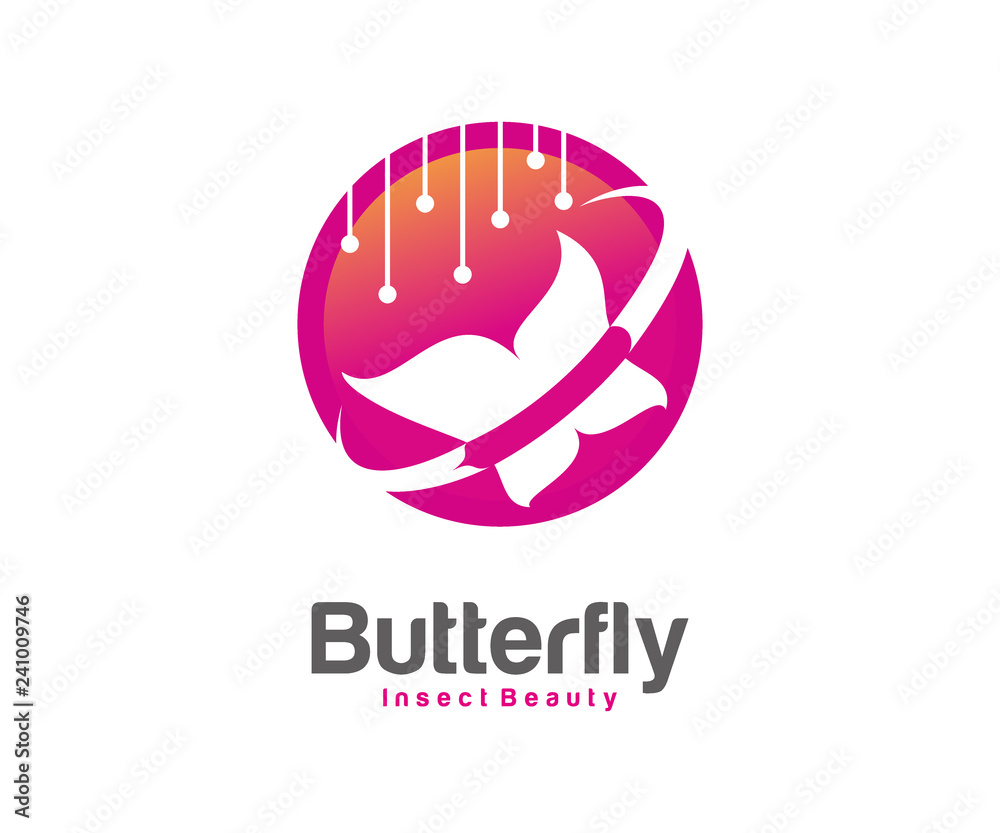 Obraz premium Colorful of Butterfly logo design concept, insect animal logo template