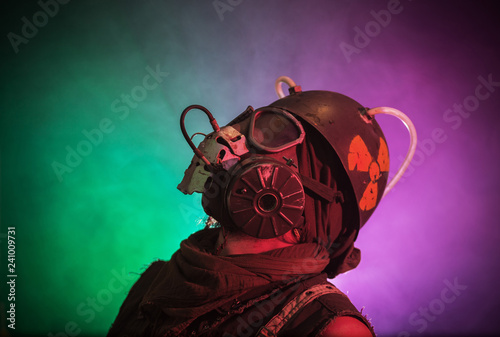 Fotografie Gas mask punk at post-apocalyptic rave party