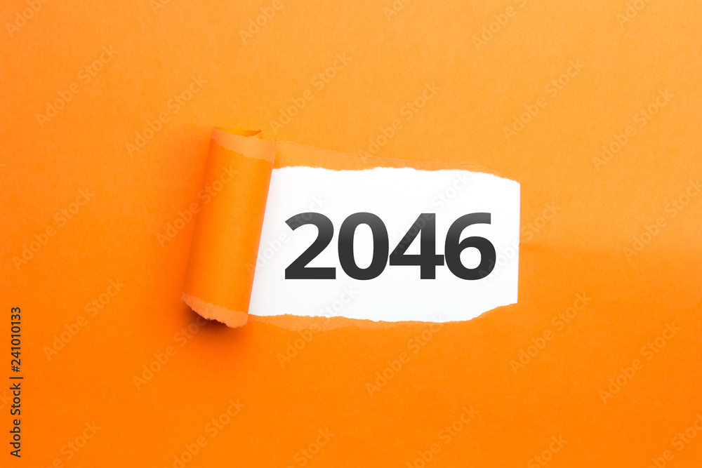 Naklejka premium surprising Number / Year 2046 orange background