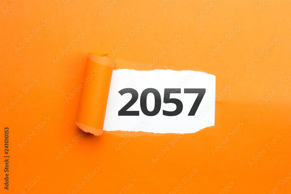 Naklejka premium surprising Number / Year 2057 orange background