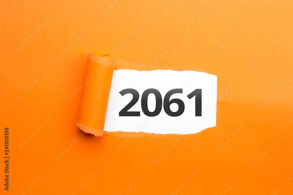 Naklejka premium surprising Number / Year 2061 orange background
