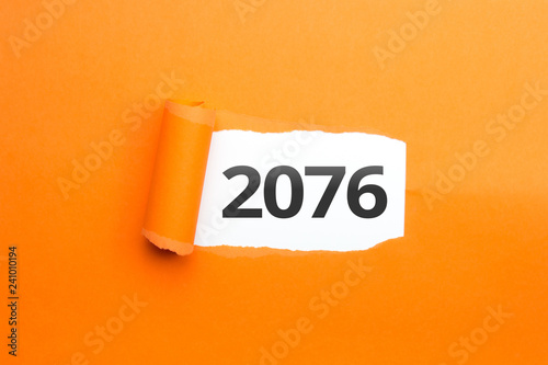 Photos surprising Number / Year 2076 orange background