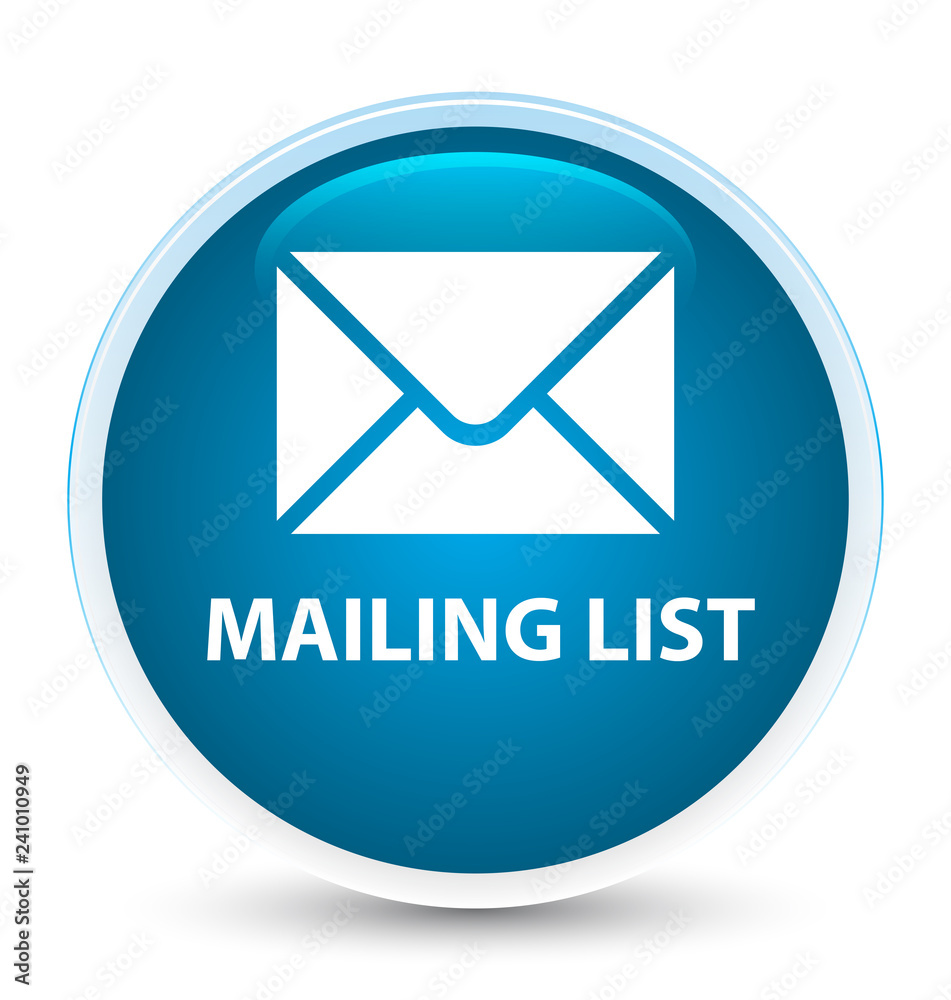 Mailing list special prime blue round button Mailing list special prime blue round button