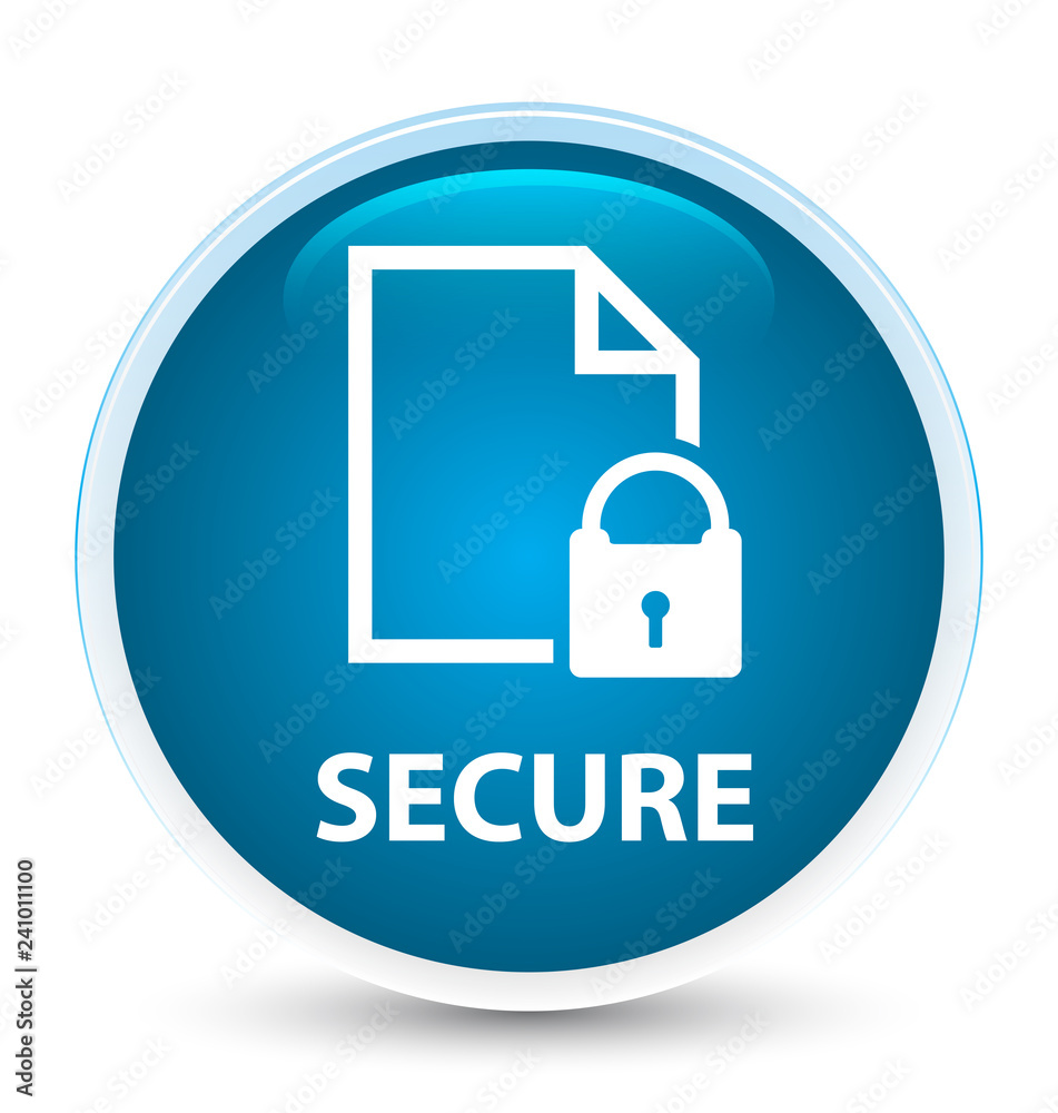 Secure (document page padlock icon) special prime blue round button Secure (document page padlock icon) special prime blue round button