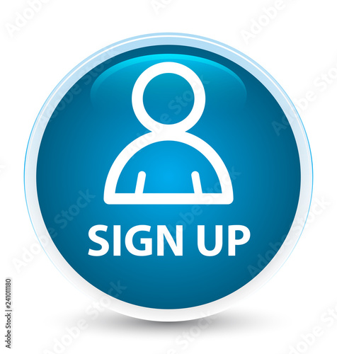 Sign up (member icon) special prime blue round button