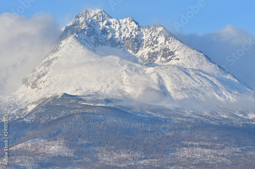 peak of snowy mountains in winter High Tatras Slovakia