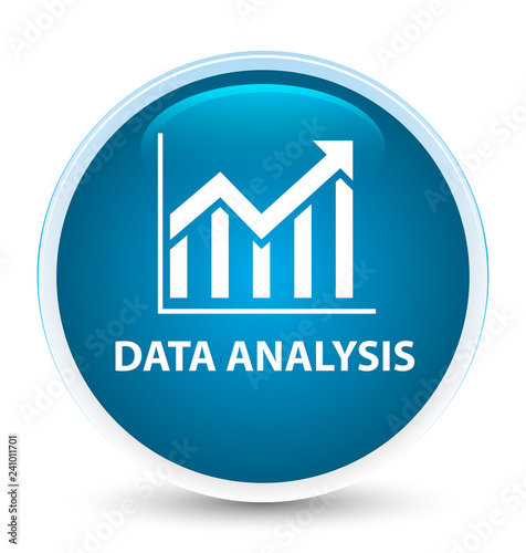 Data analysis (statistics icon) special prime blue round button