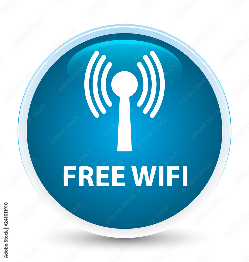 Free wifi (wlan network) special prime blue round button Free wifi (wlan network) special prime blue round button
