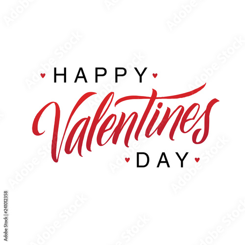 Happy Valentines Day Black and Red Lettering White background. Greeting Card