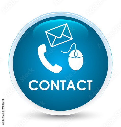 Contact (phone email and mouse icon) blue special prime round button