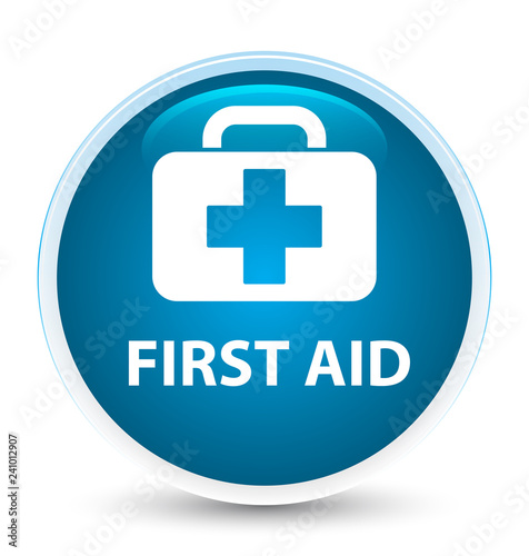 First aid special prime blue round button