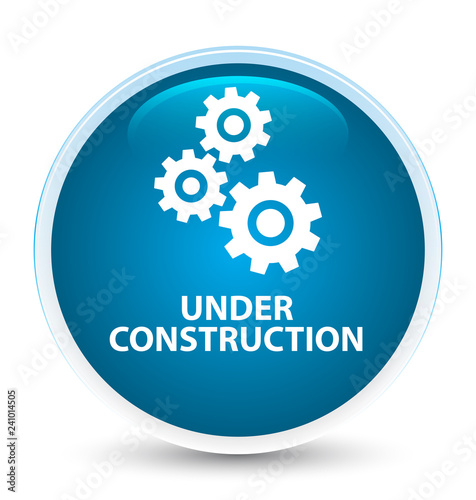 Under construction (gears icon) special prime blue round button
