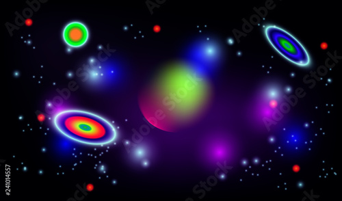 Shining vector galaxy background with nebula and nova star splashes