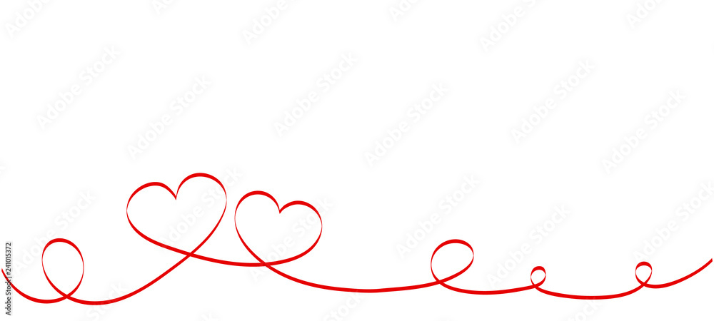 Red heart-shaped ribbon for Valentine day decoration Red heart-shaped ribbon for Valentine day decoration