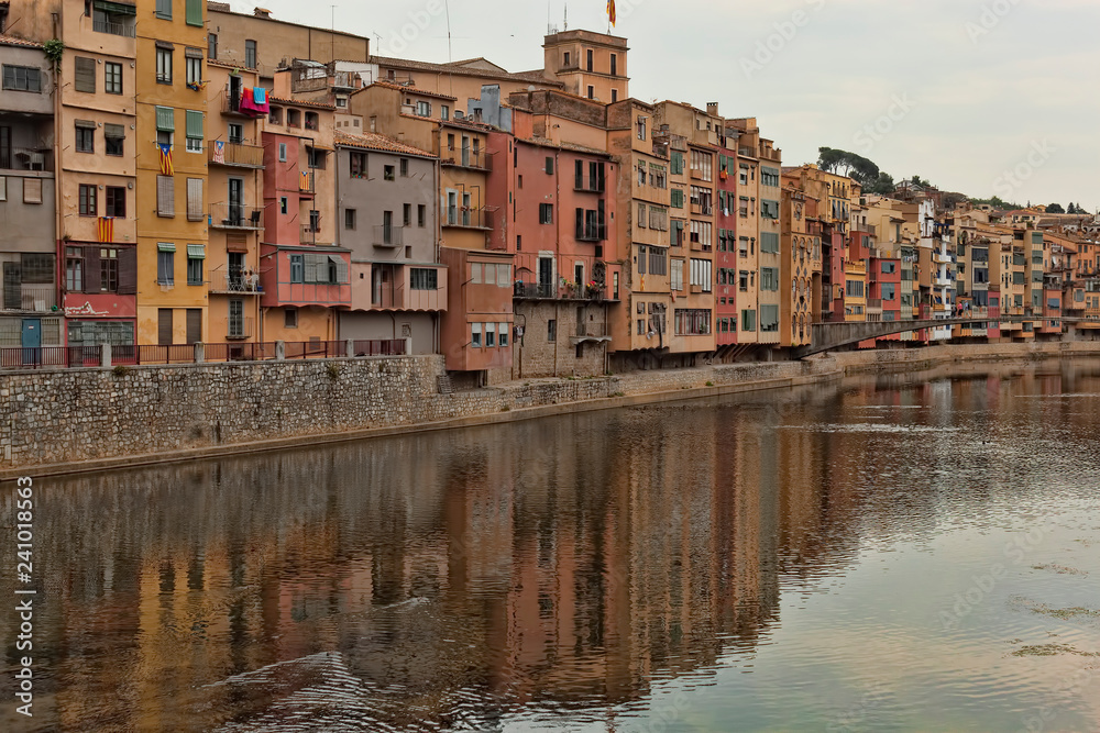 Quay Girona on July 17, 2013. Well preserved since the Middle Ages the historic core of the city attracts a significant number of tourists