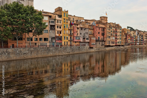 Quay Girona on July 17  2013. Well preserved since the Middle Ages the historic core of the city attracts a significant number of tourists