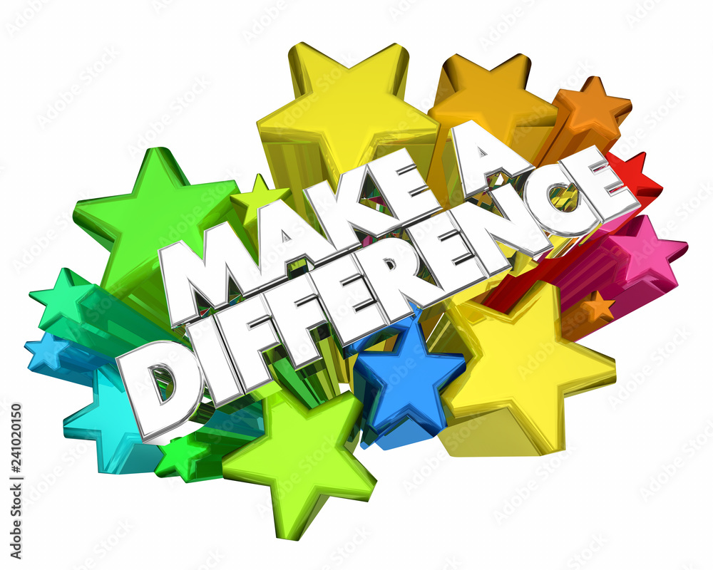 Fotografie Make a Difference Volunteer Help Others Stars Words 3d Illustration