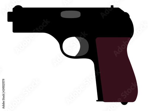 Pistol from the Second World War. Silhouette Vector Illustration