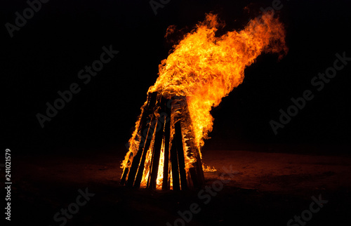 Lighting of bonfires at Jewish holiday of Lag Baomer, The day of commemorate the death of Rabbi Shimon Bar Yochai photo