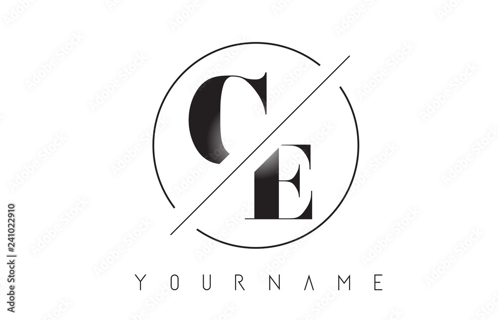 CE Letter Logo with Cutted and Intersected Design - obrazy, fototapety, plakaty 
