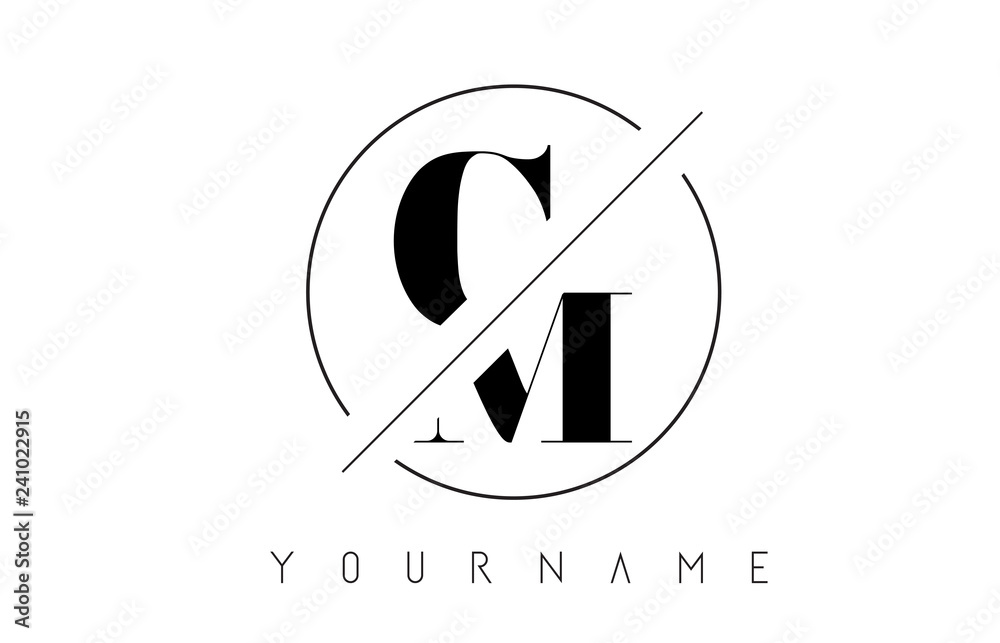 CM Letter Logo with Cutted and Intersected Design - obrazy, fototapety, plakaty 