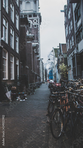 amsterdam street with parked bike