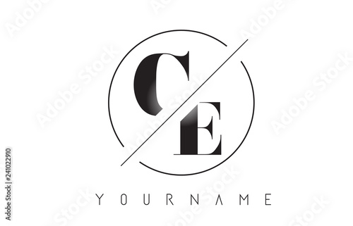 CE Letter Logo with Cutted and Intersected Design