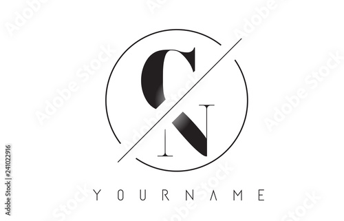 CN Letter Logo with Cutted and Intersected Design