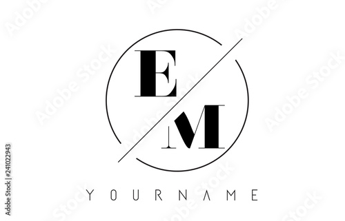 EM Letter Logo with Cutted and Intersected Design