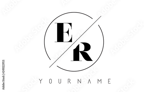 ER Letter Logo with Cutted and Intersected Design