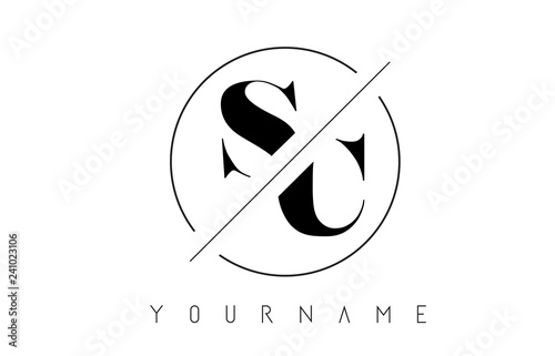 SC Letter Logo with Cutted and Intersected Design