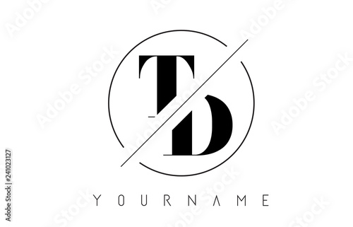 TD Letter Logo with Cutted and Intersected Design