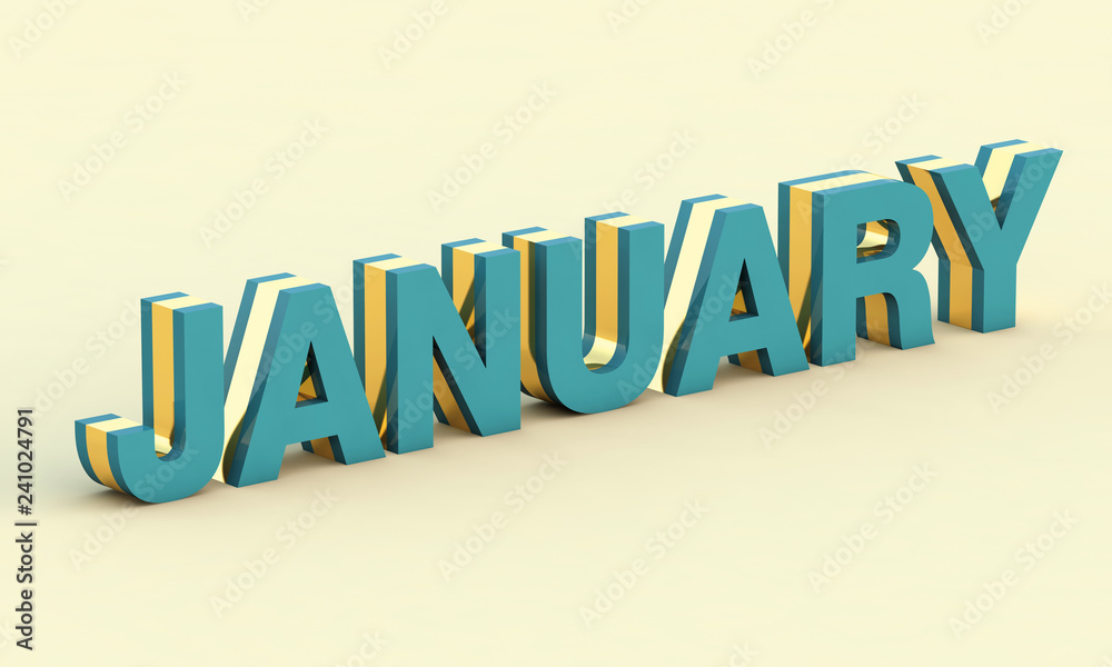 January blue text design  calendar background 