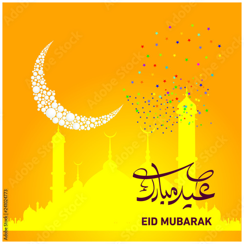Eid Mubarak with Arabic calligraphy for the celebration of Muslim community festival © TajdarShah