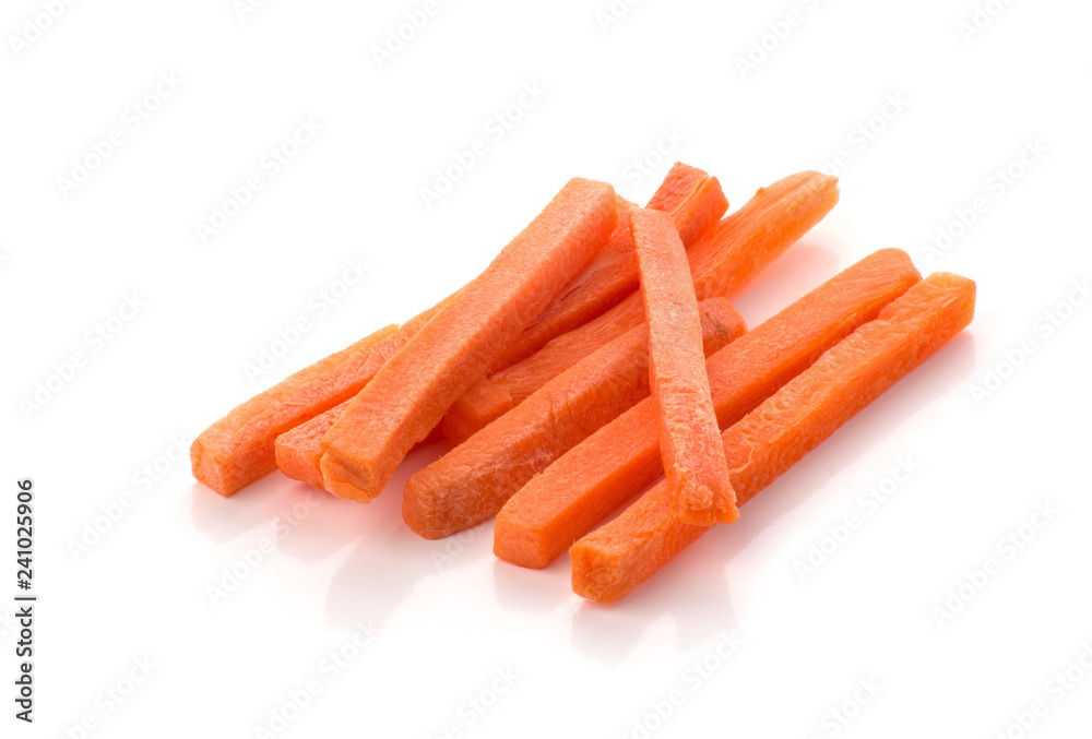raw chopped carrot isolated on a white background raw chopped carrot isolated on a white background