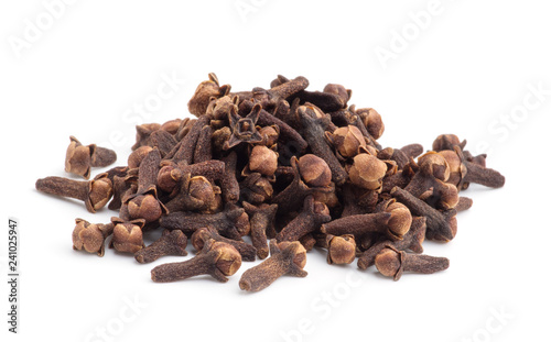 Spice cloves on white background