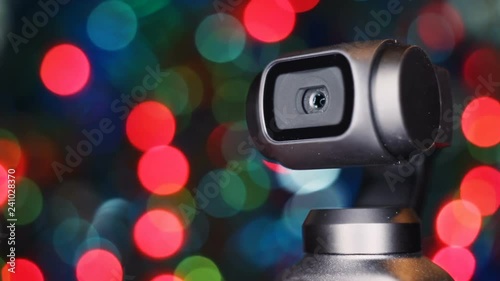 Gimbal camera on background bokeh